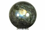 Flashy, Polished Labradorite Sphere - Great Color Play #227309-1